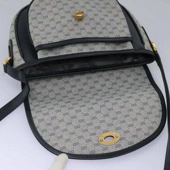 GUCCI Micro GG Supreme Shoulder Bag PVC Navy Gold - Picture 10 of 16